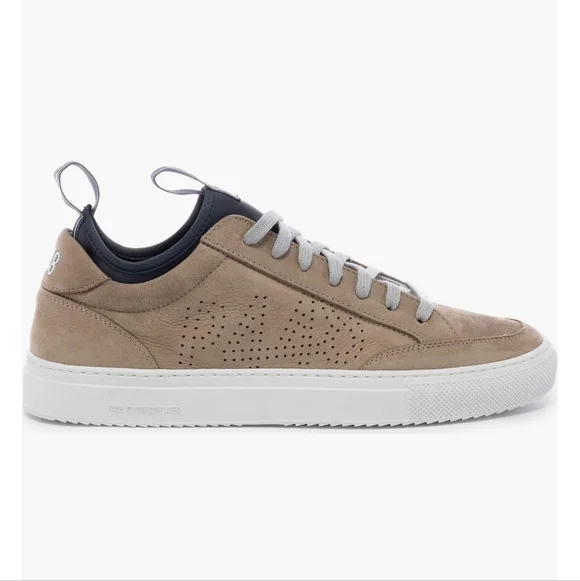 P448 Beige Soho Leather Sneakers Shoes Size 10.5 New Made In Italy